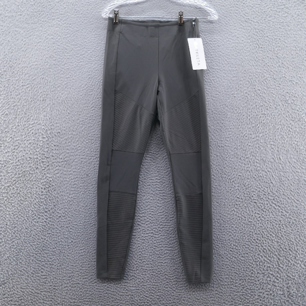 Athleta Womens Madison Moto Tight Leggings 2 Gray Nylon Mid Rise Side Zip NEW